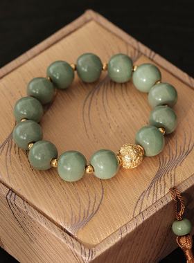 知瓷[青鸾]汝瓷手串原创小众中国风文玩汝窑手串镀金手串中式手链