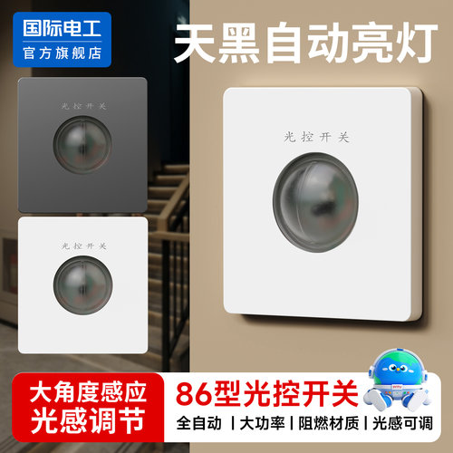 纯光控感应开关自动测光天黑亮灯