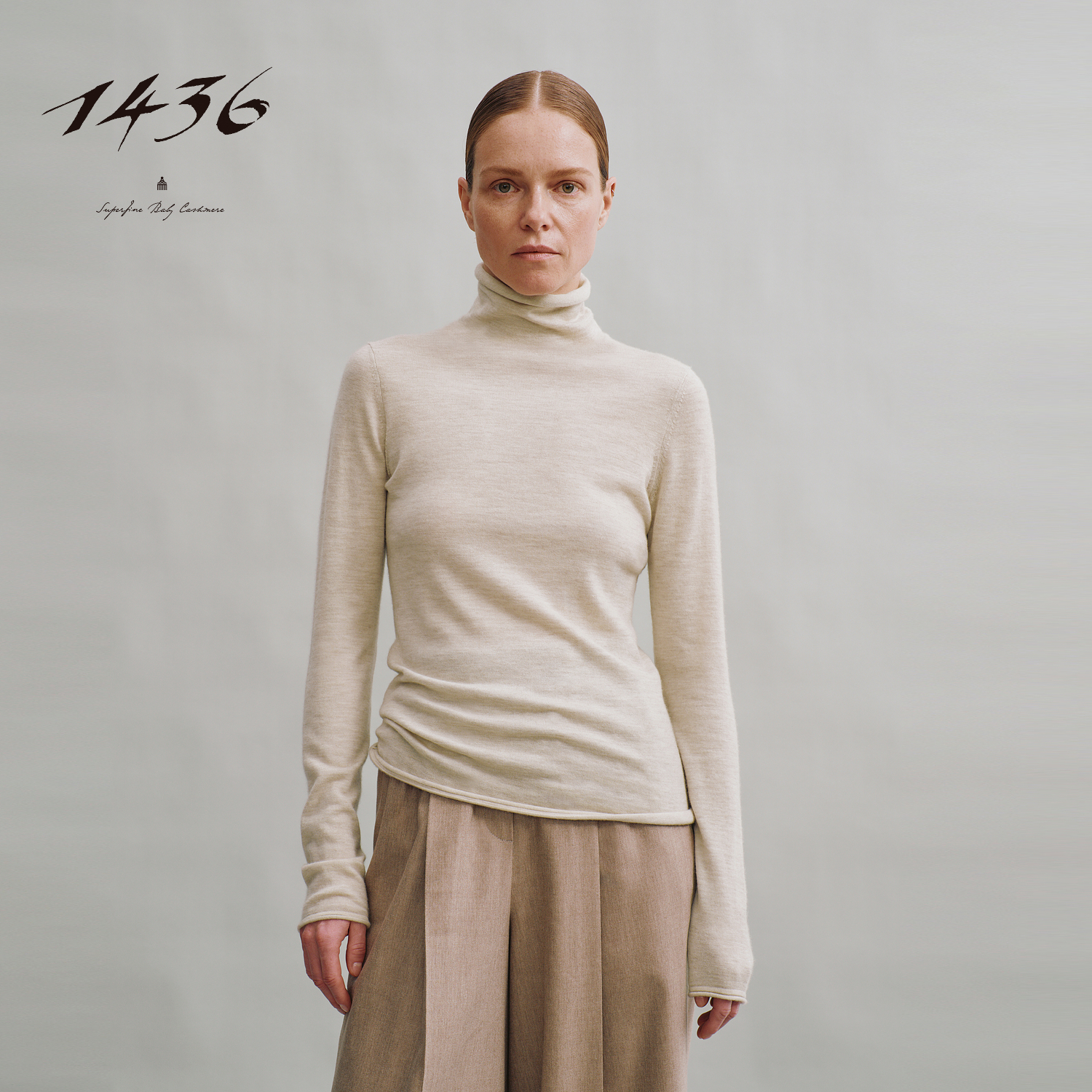 1436无染藏墨系列秋冬精纺樽领卷边女士羊绒套衫