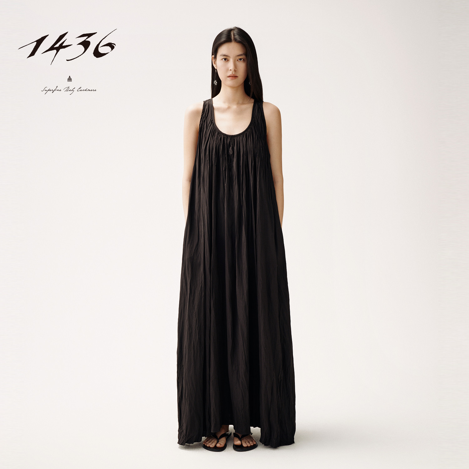 1436桑蚕丝2025早秋新品女士背心超大摆连衣裙