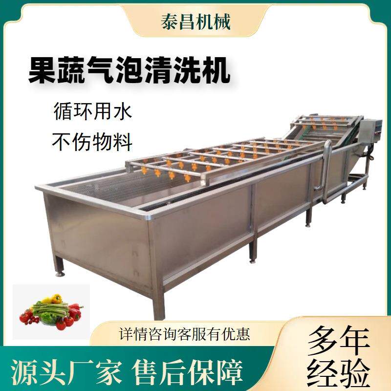 全自动果蔬气泡清洗机蘑菇山野菜清洗去杂机预制菜喷淋式洗菜机