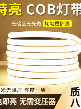 超亮COB灯带220v高压led户外防水工程自粘吊顶槽客厅线形灯软灯条