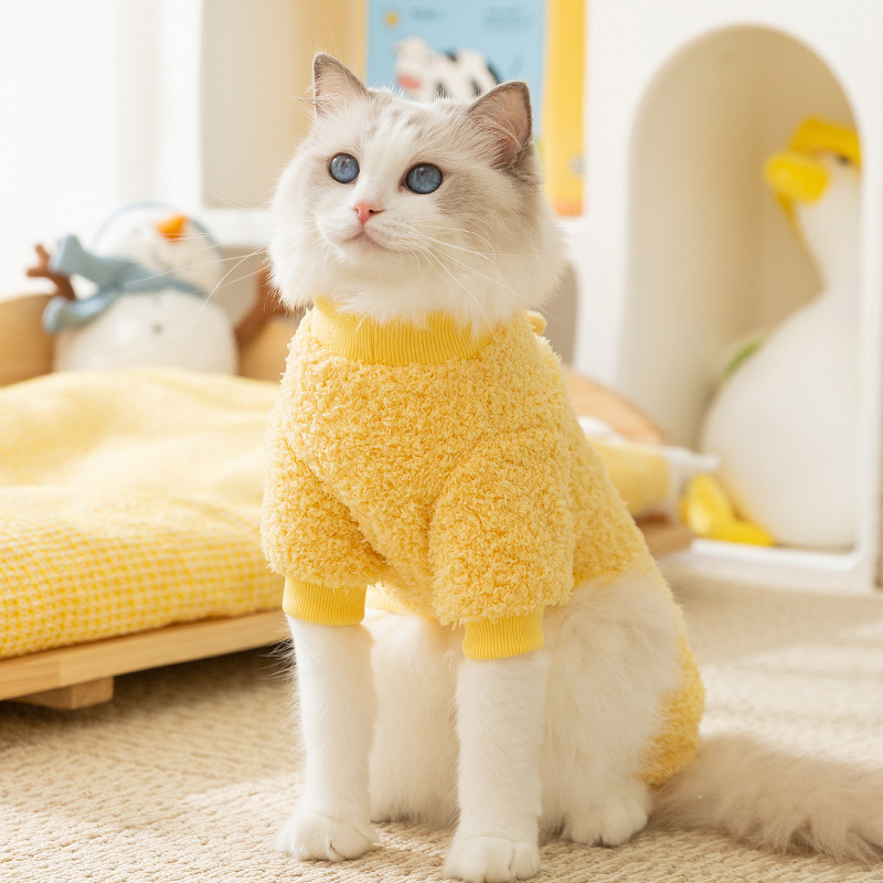 季猫咪衣服搞怪小动物牵引四脚绒衣舒适保暖宠物狗狗衣服