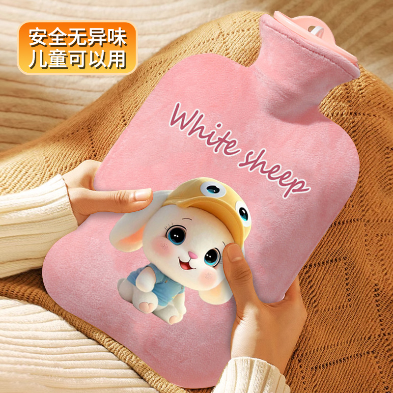 热水袋注水暖手热敷被窝硅胶加厚防爆可爱毛绒灌水暖水袋