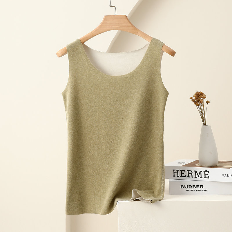 季保暖背心女款德绒无痕发热AB面双面绒内衣薄修身打底衫马甲