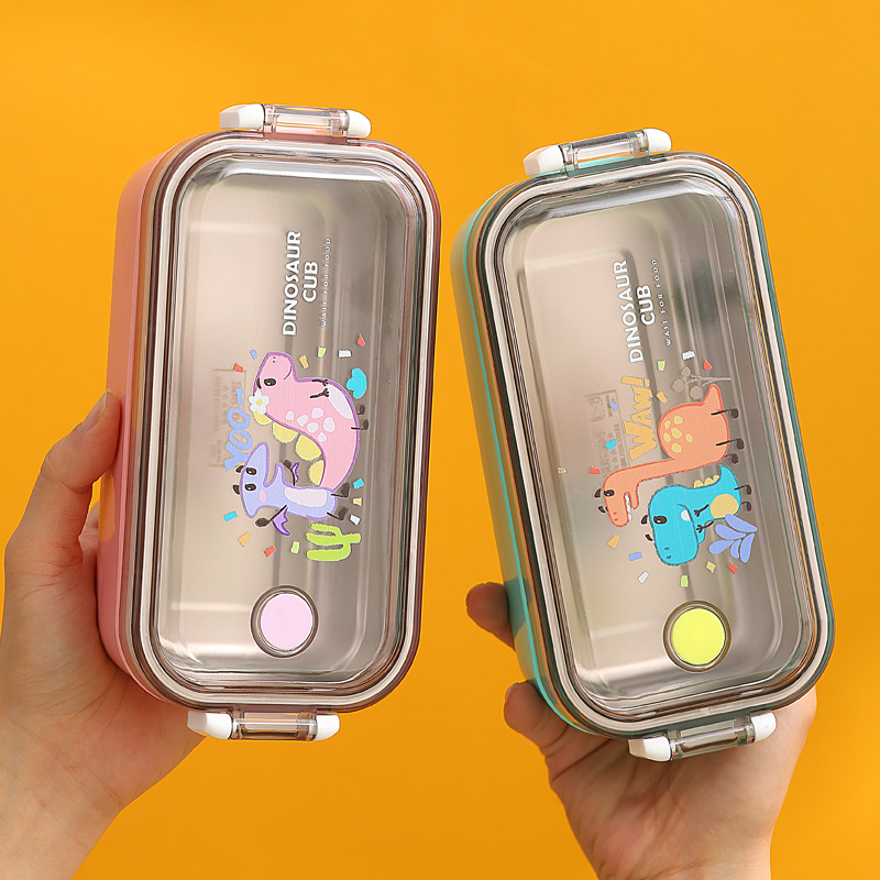 304不锈钢儿童保温饭盒双层可爱便当盒幼儿园带餐学生午餐盒