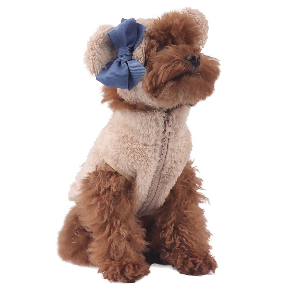 现货冬新品毛绒保暖御寒拉链夹克狗狗过冬韩版背心帽子外套套装