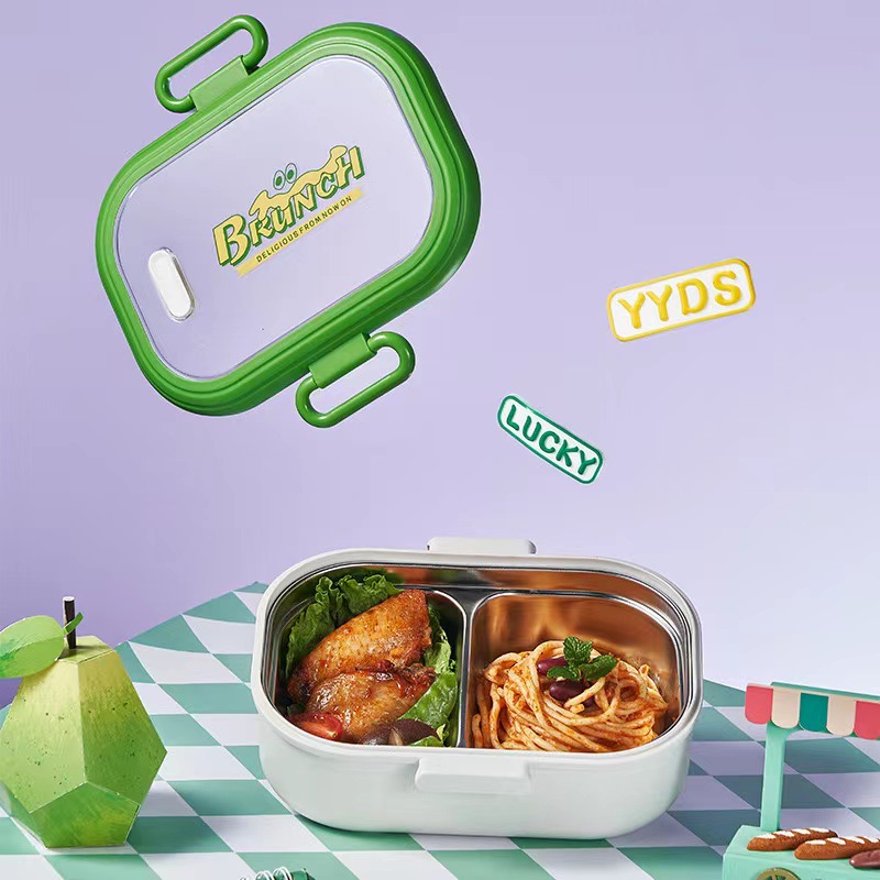 不锈钢保温饭盒分格便当盒可爱小学生双层午餐盒男女学生lunchbox