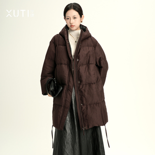 90鹅绒填充 J09 连帽中长款 新款 25181 鹅绒服外套女冬季 序缇质造