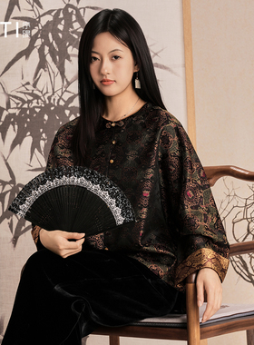 序缇质造『晴川历历』秋季复古国风新中式桑蚕丝上衣女H49-18379