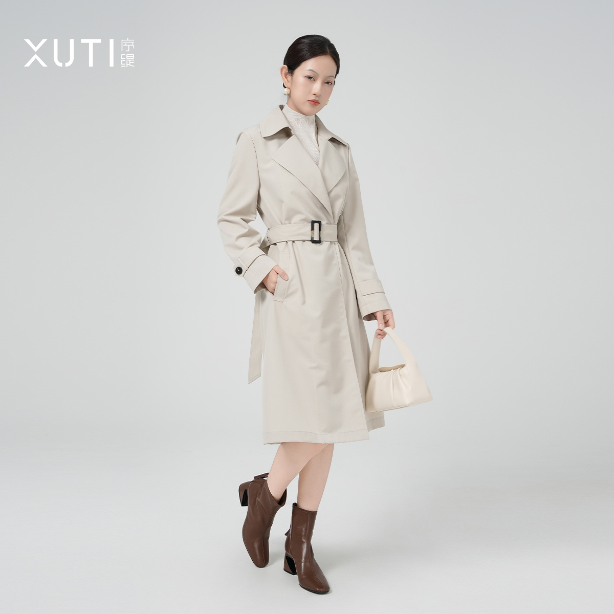 绵羊毛桑蚕丝风衣外套女秋大衣