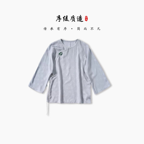 新中式100%桑蚕丝上衣女春季新款