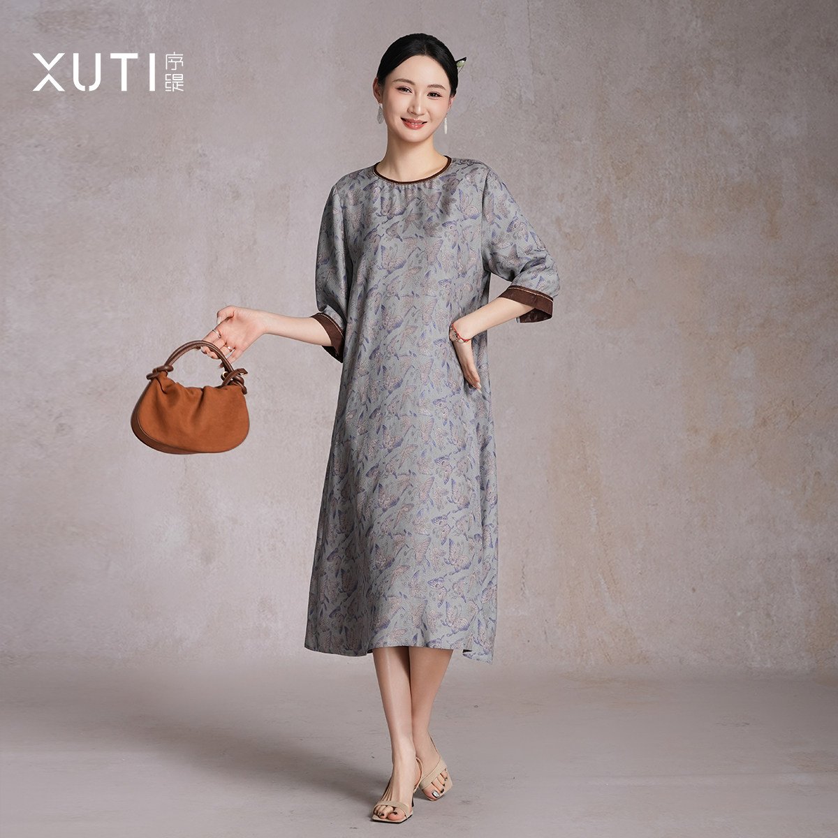 序缇质造『蝶梦浮生』国风新中式100%桑蚕丝连衣裙女夏H49-1
