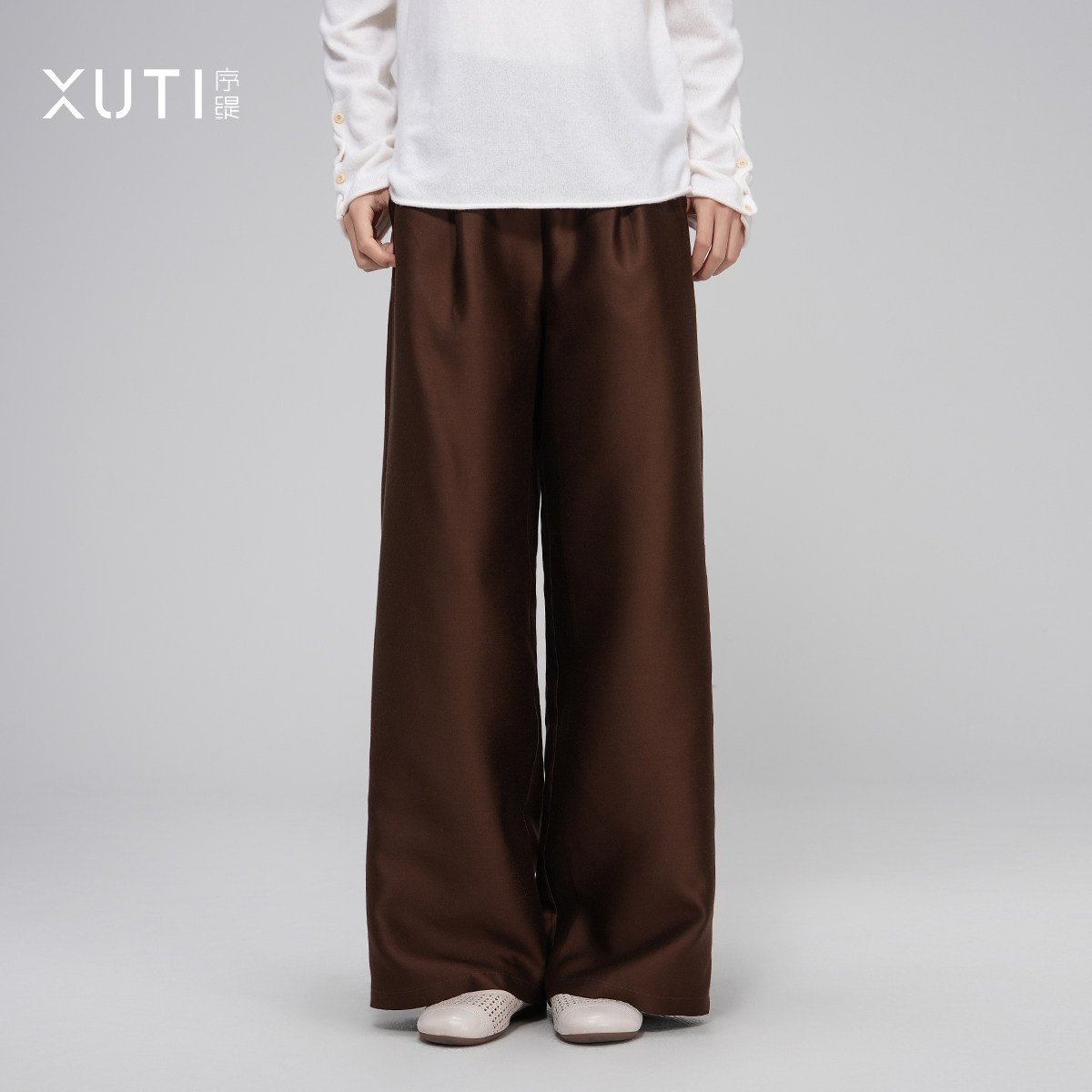 复古新中式女装桑蚕丝羊毛裤子