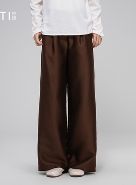 序缇质造秋季新款国风复古新中式女装桑蚕丝羊毛裤子H127-19706