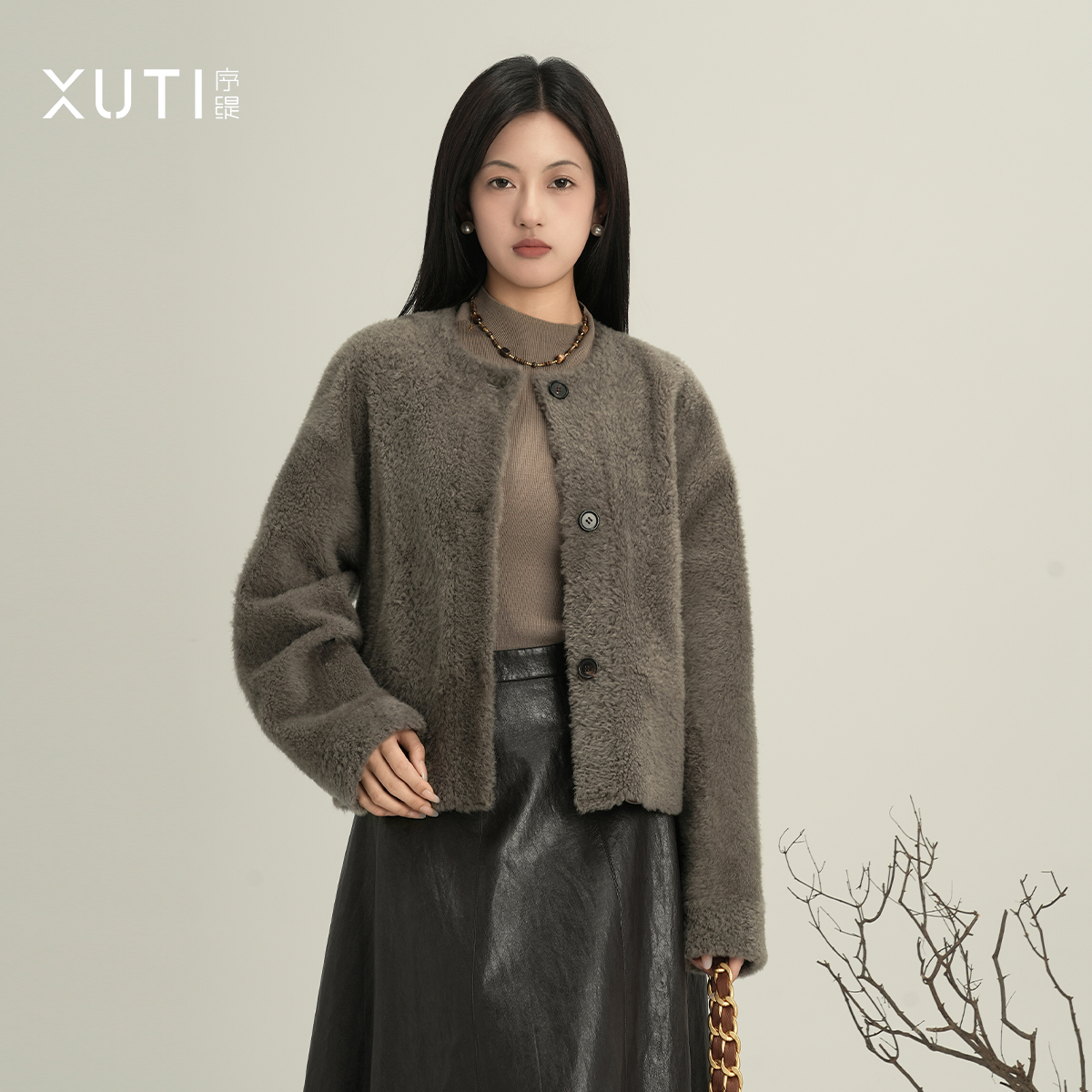 100%拉贡皮毛一体高奢皮草外套女