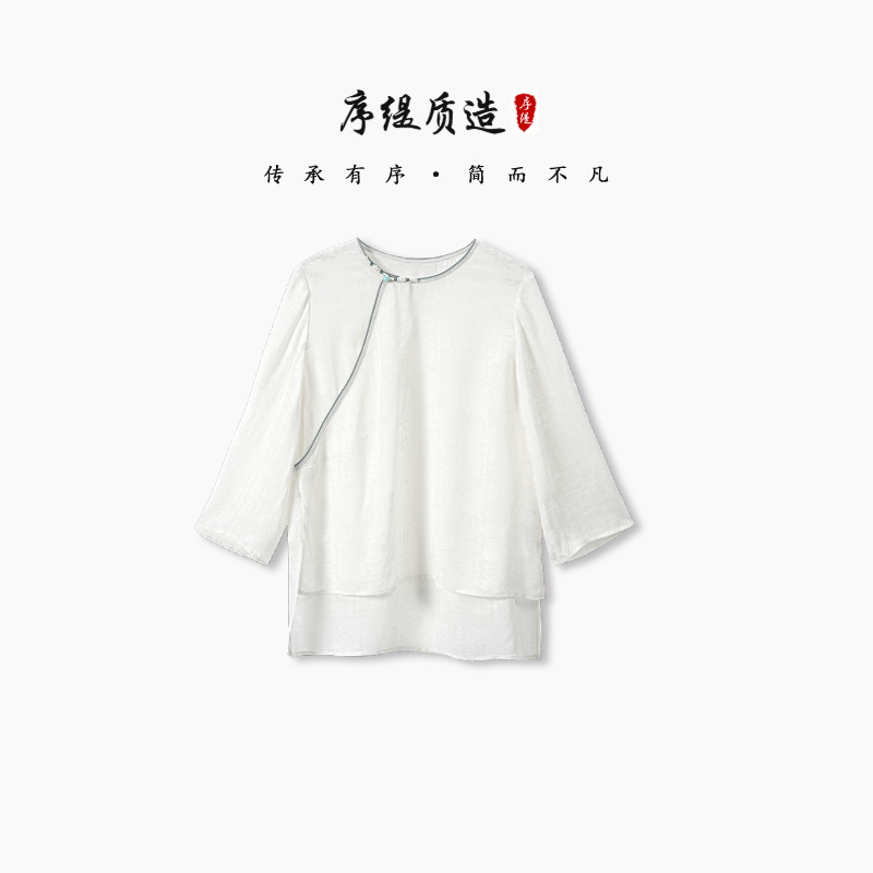新中式100%桑蚕丝上衣女夏季