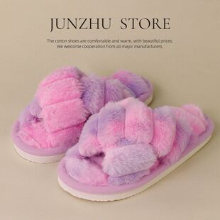 热销爆款毛毛拖鞋女秋冬外穿防滑室内厚底毛绒毛茸茸月子棉拖鞋