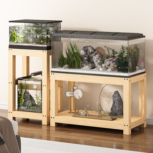 全实木鱼缸架底座底柜放置柜超强承重客厅水族箱双层置物专用柜