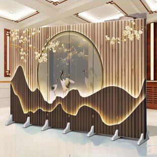 简约现代酒店办公室移动客厅玄关入户背景墙折屏饭店轻奢屏风隔断