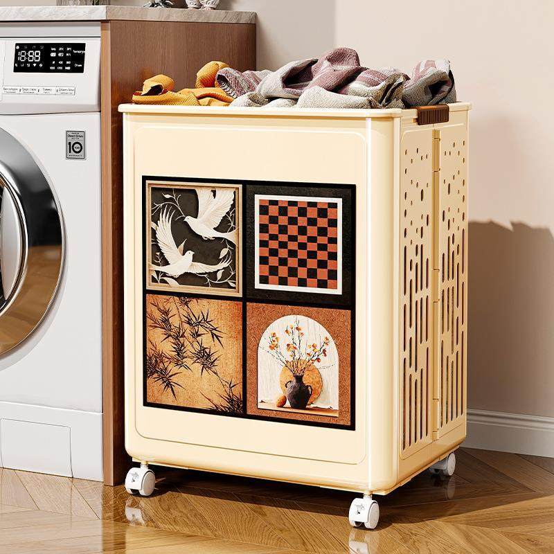 脏衣篮家用大容量可折叠脏衣服收纳筐中古风带轮阳台卫生间脏衣篓,收纳整理,脏衣篮,淘宝优惠券,粉丝福利购,淘宝优惠卷