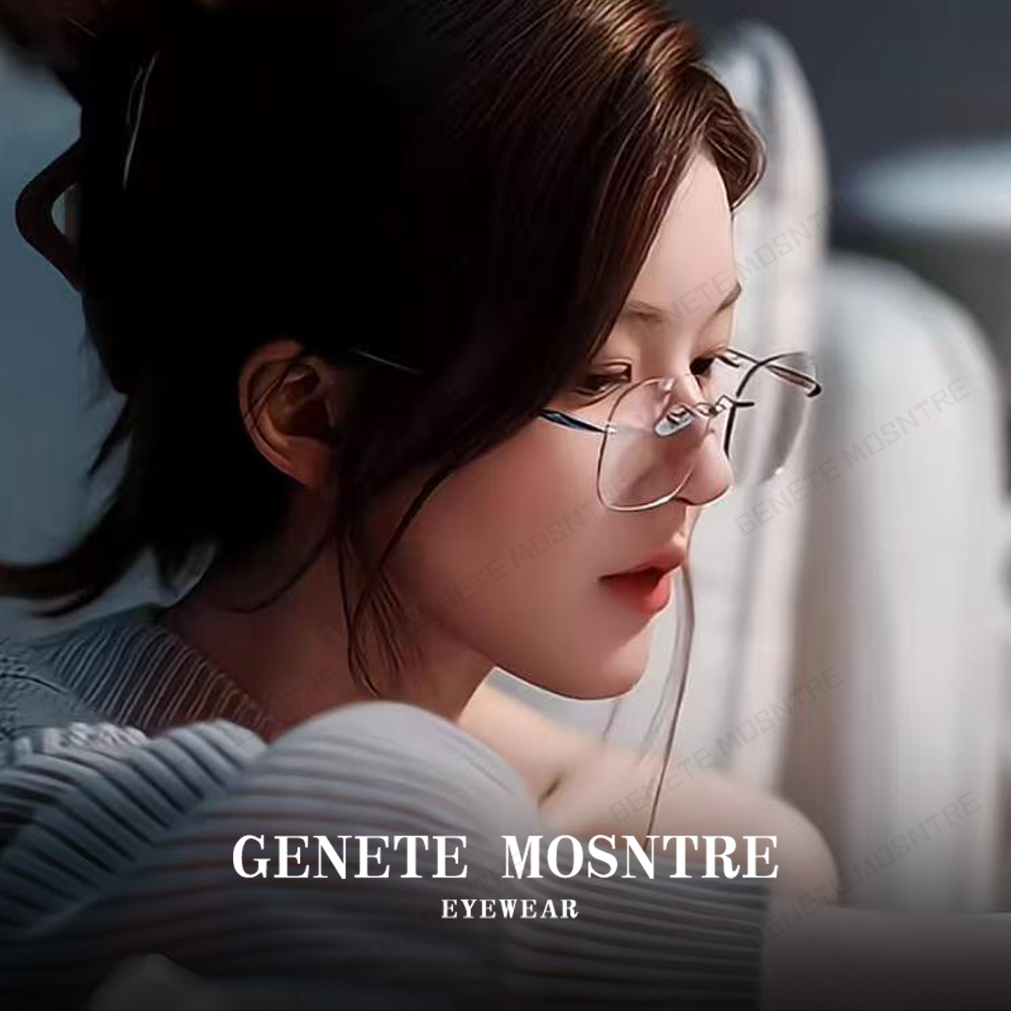 许我耀眼许妍同款无边框眼镜女款