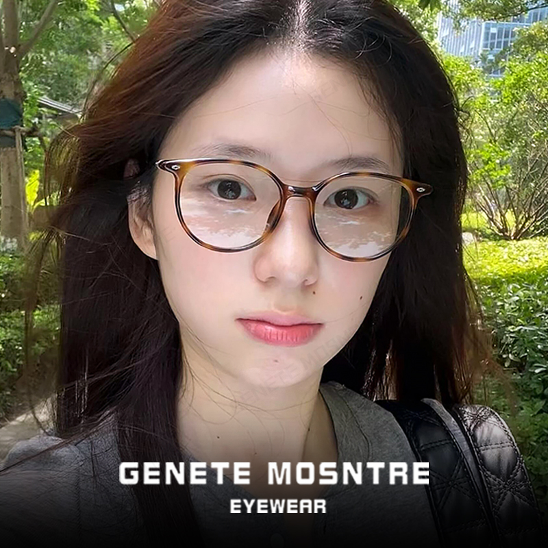 韩系复古玳瑁色眼镜框近视女素颜