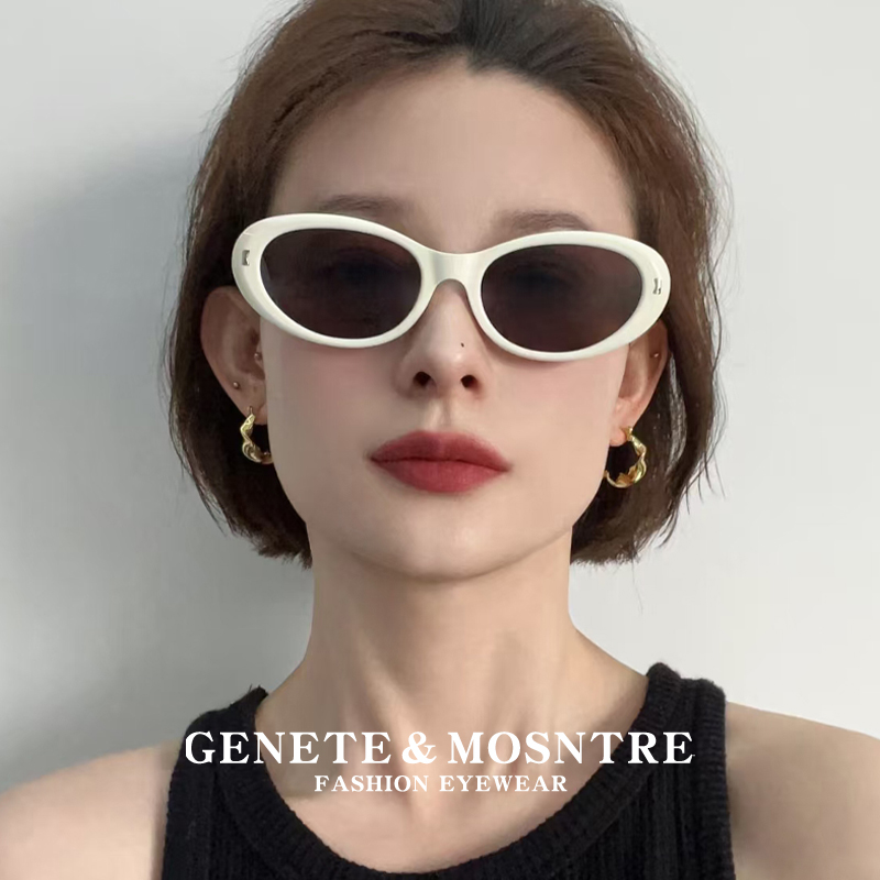 白色框大牌墨镜女款2025新款适合方圆脸高级感猫眼海边近视带度数