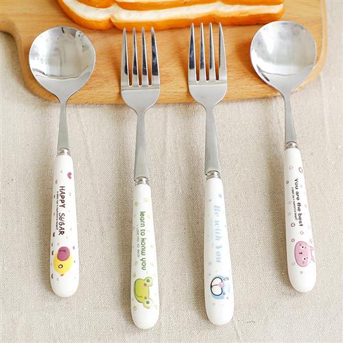 餐厅小清新卡通不锈钢水果叉套装 创意可爱蛋糕叉儿童沙拉小叉子