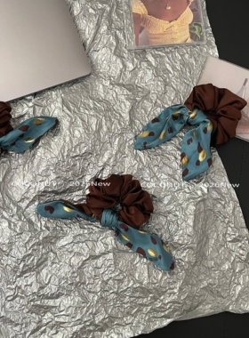 韩国东大门波点爱心印花大肠发圈高级感气质百搭头绳发饰