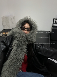 COCONUT 秋冬ins氛围感仿羊滩毛皮草围巾冬双面保暖护颈毛领围脖