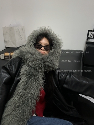 COCONUT 秋冬ins氛围感仿羊滩毛皮草围巾冬双面保暖护颈毛领围脖