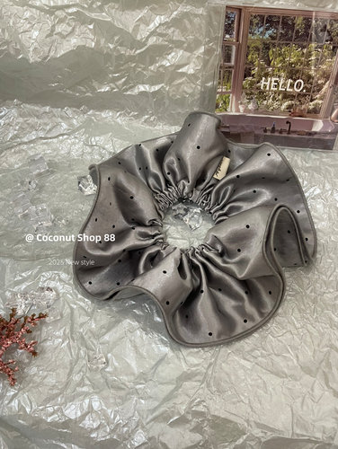 Coconut 银灰色很nice～高级感绸缎双层褶皱波点大肠发圈温柔发绳