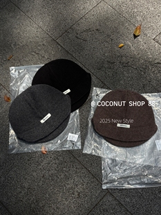 Coconut 推荐新帽型～ins风羊毛混纺针织帽女保暖护耳毛线帽冷帽