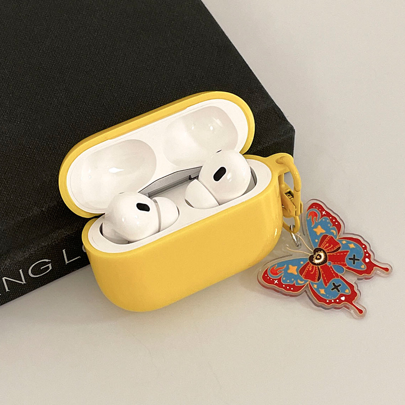 果冻黄耳机套+酒红领结蝴蝶