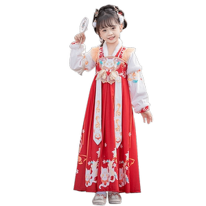 新年汉服女童拜年服男童冬季加厚加绒唐装中国风过年衣服儿童古装