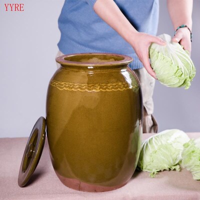 腌菜缸陶瓷家用老式酱缸r带盖大号咸菜酸菜缸瓦缸瓮缸米缸发酵水