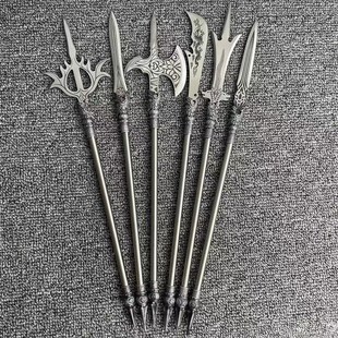 古代兵器三尖两刃刀模型长戈白鸟朝凤枪豪龙胆长枪金属迷你小摆件