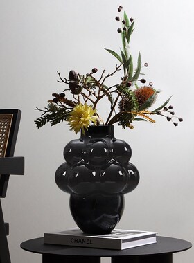 物里 创意葡萄玻璃花瓶纯手工插花装饰民宿客厅桌面餐厅高档花器