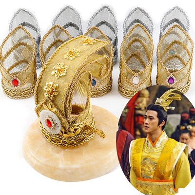 复古风头冠金色宫廷造型发饰全新款束发冠汉服合金头饰男银色顶冠