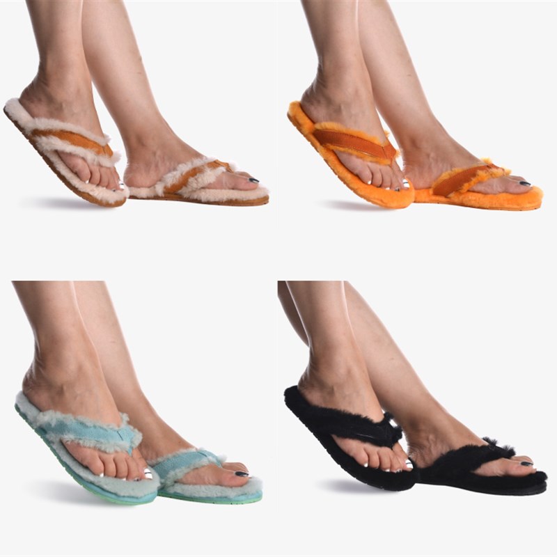 GOOG羊毛拖鞋 牛皮羊毛人字拖 亲子款真皮拖鞋 防滑耐磨牛筋底