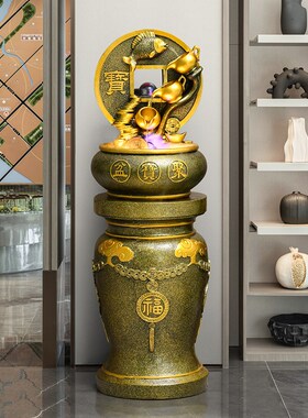 玄关装饰流水摆件循环水招财办公室八方来财客厅电视柜装饰微水景