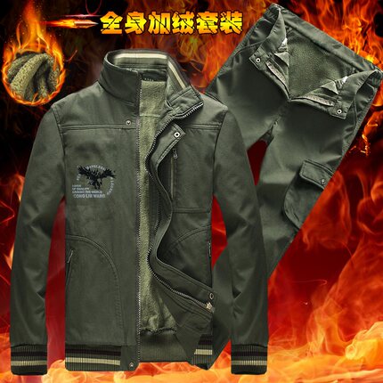 秋冬季电焊防烫i防寒焊工加绒加厚劳保服棉衣男保暖工作服套装男