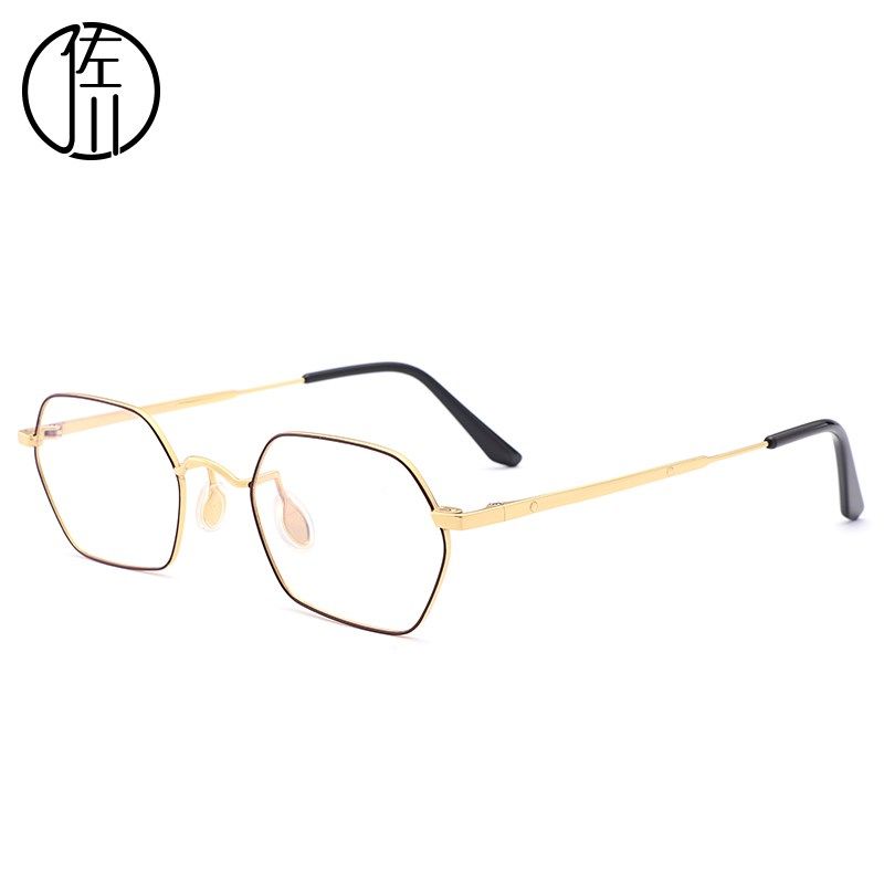 佐川小框近视眼镜男士新潮多角形眼镜框架女士圆脸超轻纯钛眼镜框