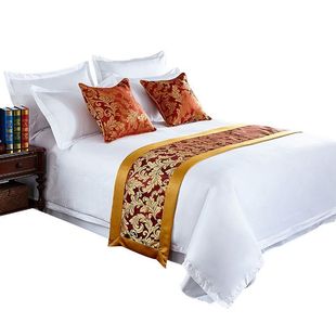 奈斯宾馆酒店床上用品装 床旗床尾垫床盖桌旗 饰布床尾巾纯色中式