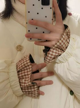 日式双面袖套纯棉短款袖口护袖花边袖筒手腕冬高颜值套袖上班耐脏