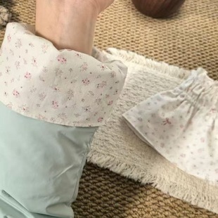 日系袖套高颜值可爱格子袖套秋冬女款办公室羽绒服长款上班族