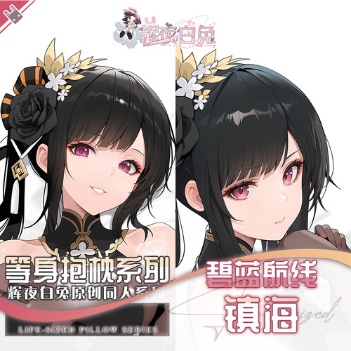 辉夜白兔原创镇海碧蓝二次元游戏动漫周边等身可定制抱枕套可入