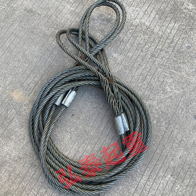 kt手工插编头加机器压制钢丝绳吊索具起重工具拖车绳吊车钢丝绳套