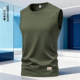 夏季 t恤坎肩背心休闲运动健身汗衫 纯色圆领打底 无袖 纯棉宽肩男士